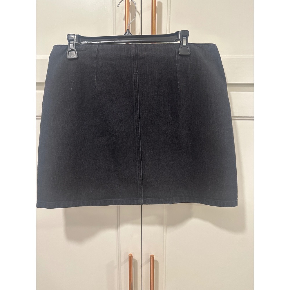 Day to Day Blu Pepper Black Denim Mini Skirt Button cottonCasual Women's Large - Picture 5 of 7